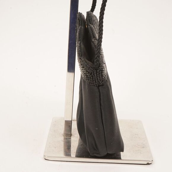 Andre Cellini Black Clam Shell Top Beaded Hand Bag - Picture 7 of 15